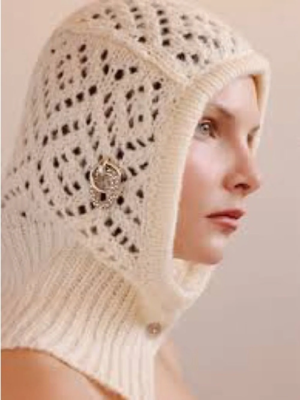 1493. FREE PEOPLE Cozy Pointelle Balaclava in Ivory One size NWT $38
